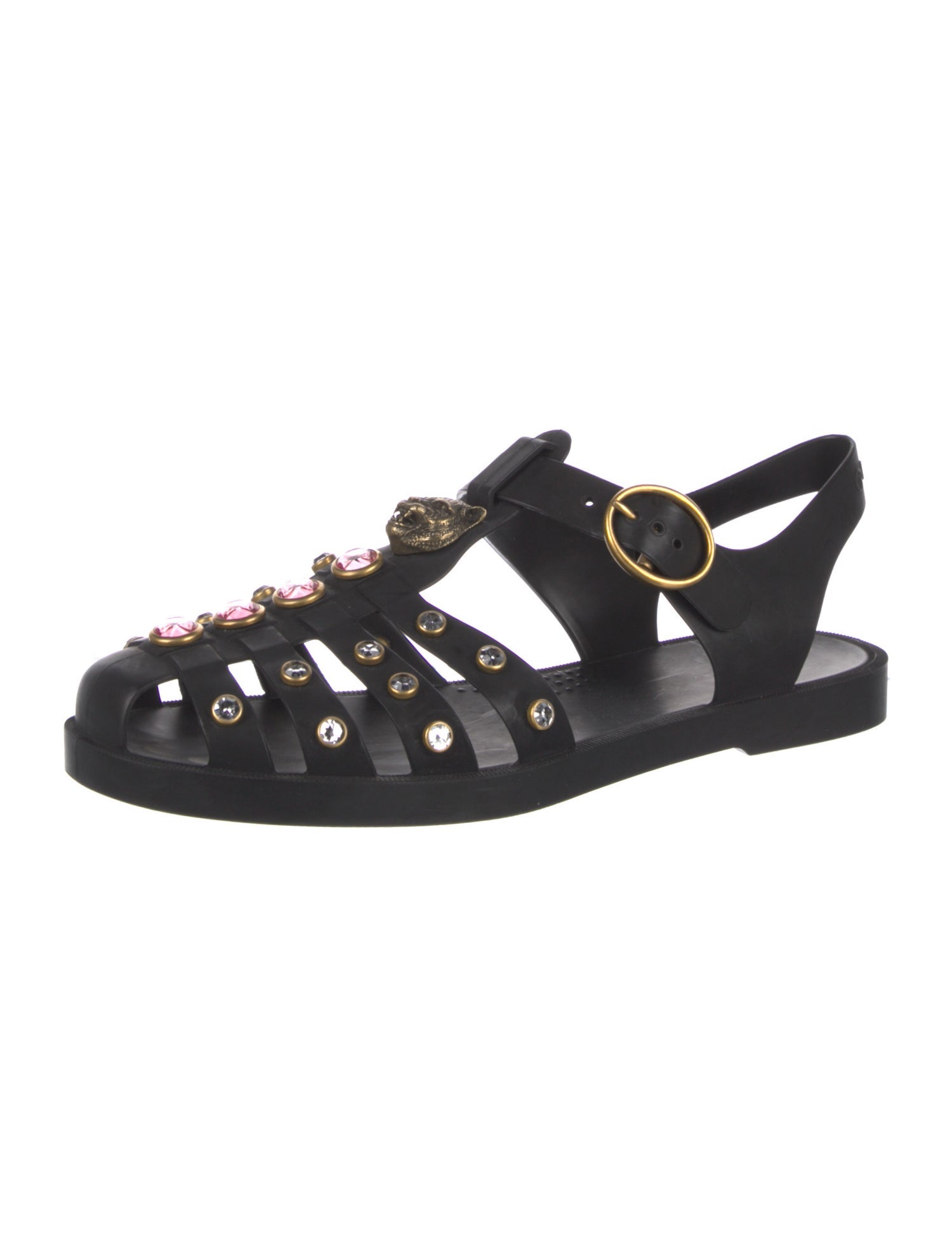 Gucci Double G Logo Rubber Gladiator Sandals