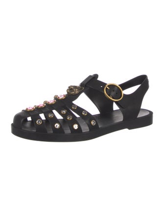 Gucci Double G Logo Rubber Gladiator Sandals