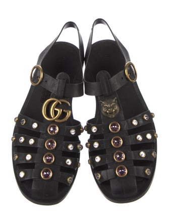 Gucci Double G Logo Rubber Gladiator Sandals