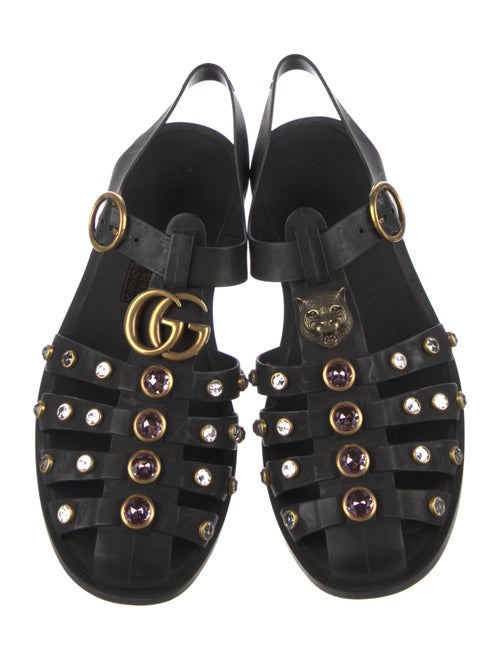 Gucci Double G Logo Rubber Gladiator Sandals