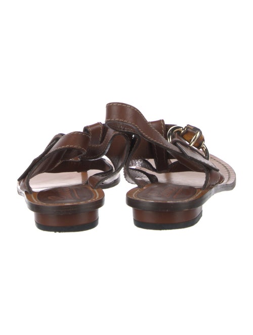 Gucci Bamboo Accent Leather T-Strap Sandals