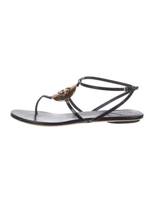 Gucci Interlocking G Logo Leather T-Strap Sandals