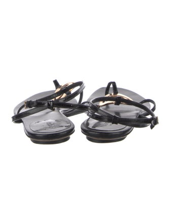 Gucci Interlocking G Logo Leather T-Strap Sandals