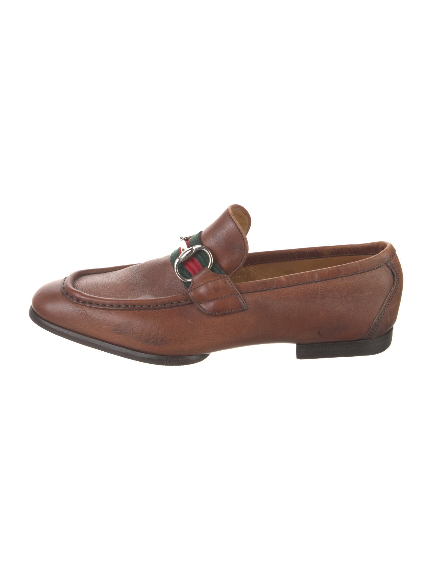 Gucci Web Accent Leather Dress Loafers