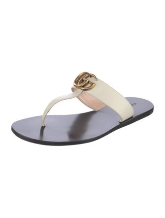 Gucci Double G Logo Leather Slides