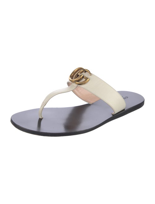 Gucci Double G Logo Leather Slides