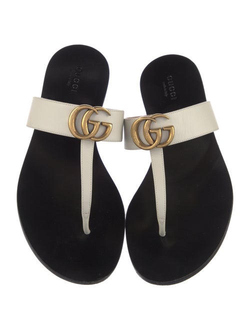 Gucci Double G Logo Leather Slides