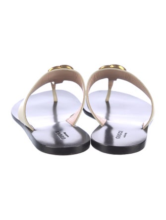 Gucci Double G Logo Leather Slides