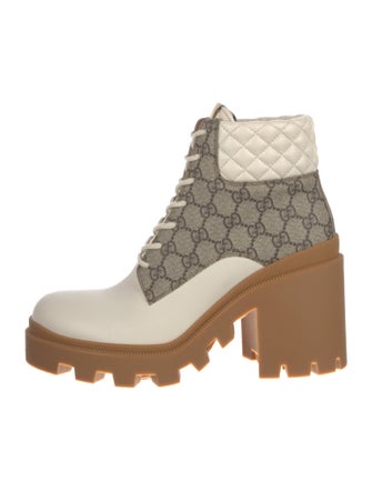 Gucci GG Supreme Lace-Up Boots