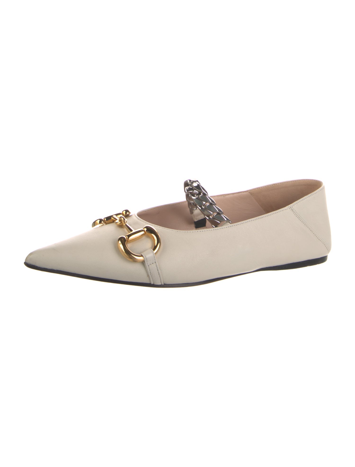 Gucci Horsebit Accent Leather Mary Jane Flats