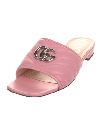 Gucci Double G Logo Leather Slides