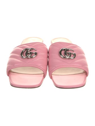 Gucci Double G Logo Leather Slides