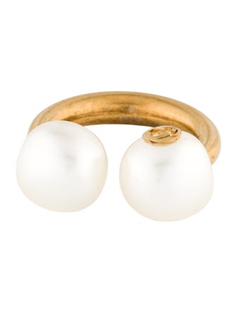 Gucci Faux Pearl Interlocking G Cocktail Ring
