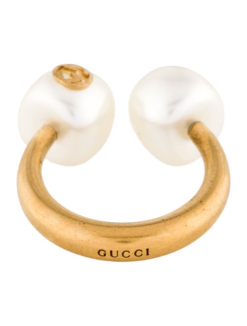 Gucci Faux Pearl Interlocking G Cocktail Ring