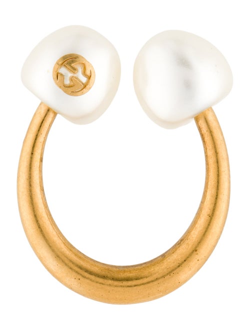 Gucci Faux Pearl Interlocking G Cocktail Ring