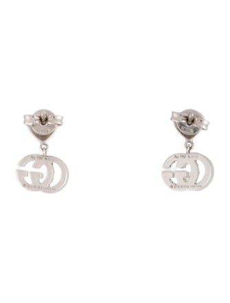 Gucci 18K Diamond GG Running Heart Drop Earrings