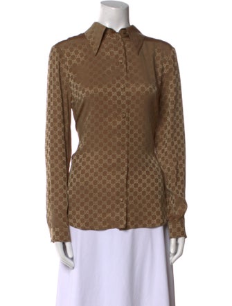 Gucci Silk Printed Button-Up Top