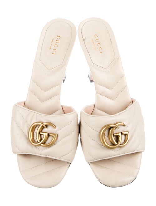 Gucci Double G Logo Leather Slides