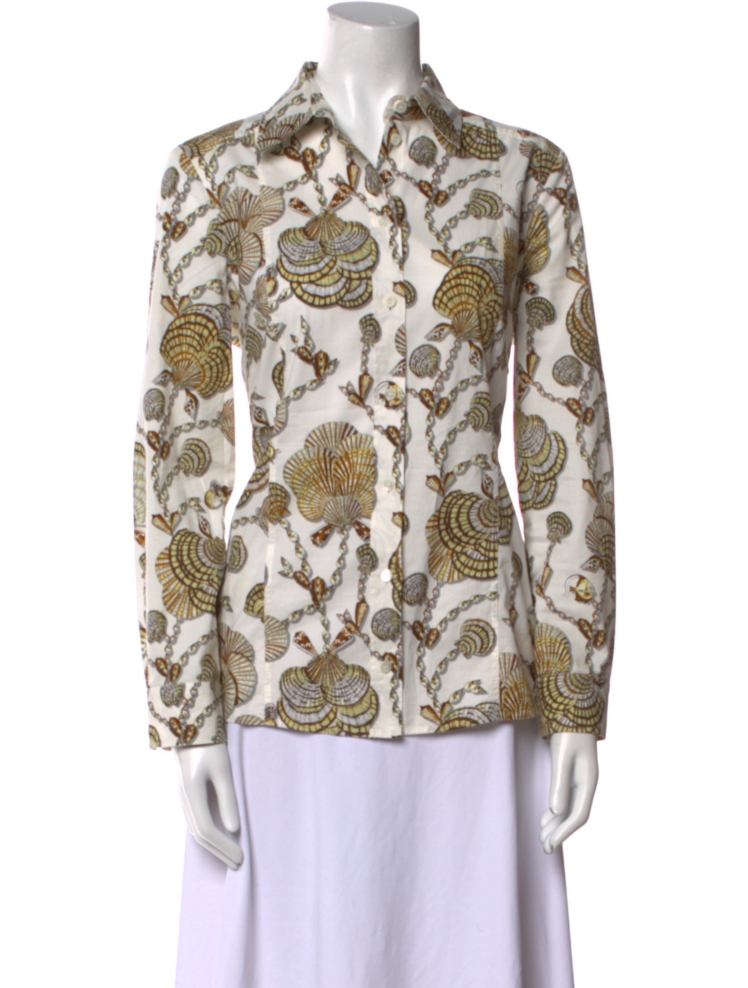 Gucci Printed Long Sleeve Button-Up Top