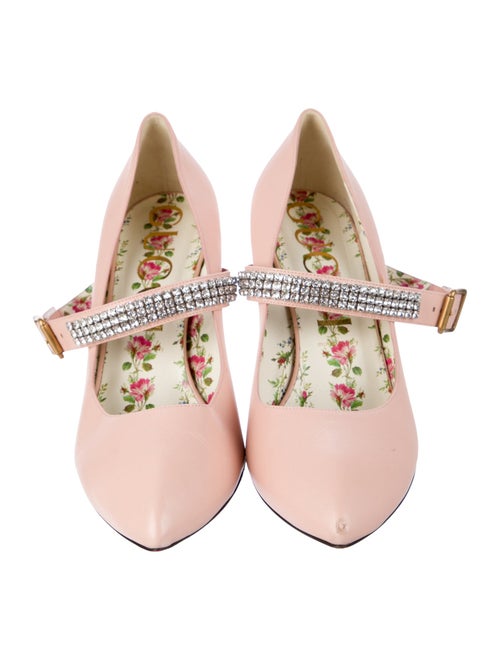 Gucci Leather Crystal Embellishments Pumps