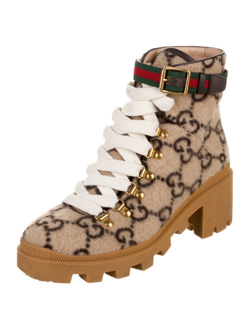 Gucci Web Accent Wool Combat Boots