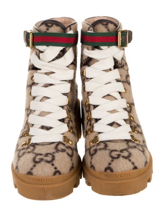 Gucci Web Accent Wool Combat Boots