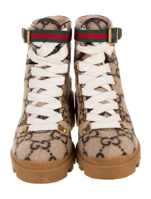 Gucci Web Accent Wool Combat Boots