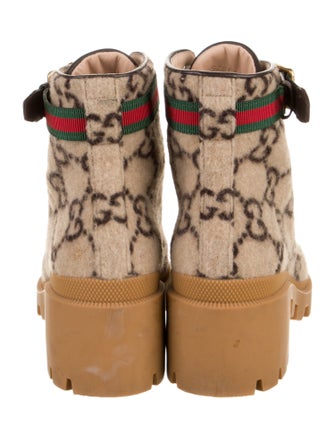 Gucci Web Accent Wool Combat Boots