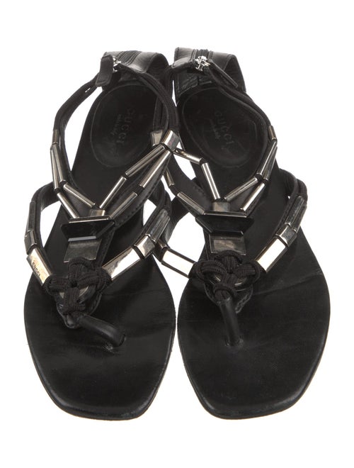 Gucci Leather T-Strap Sandals