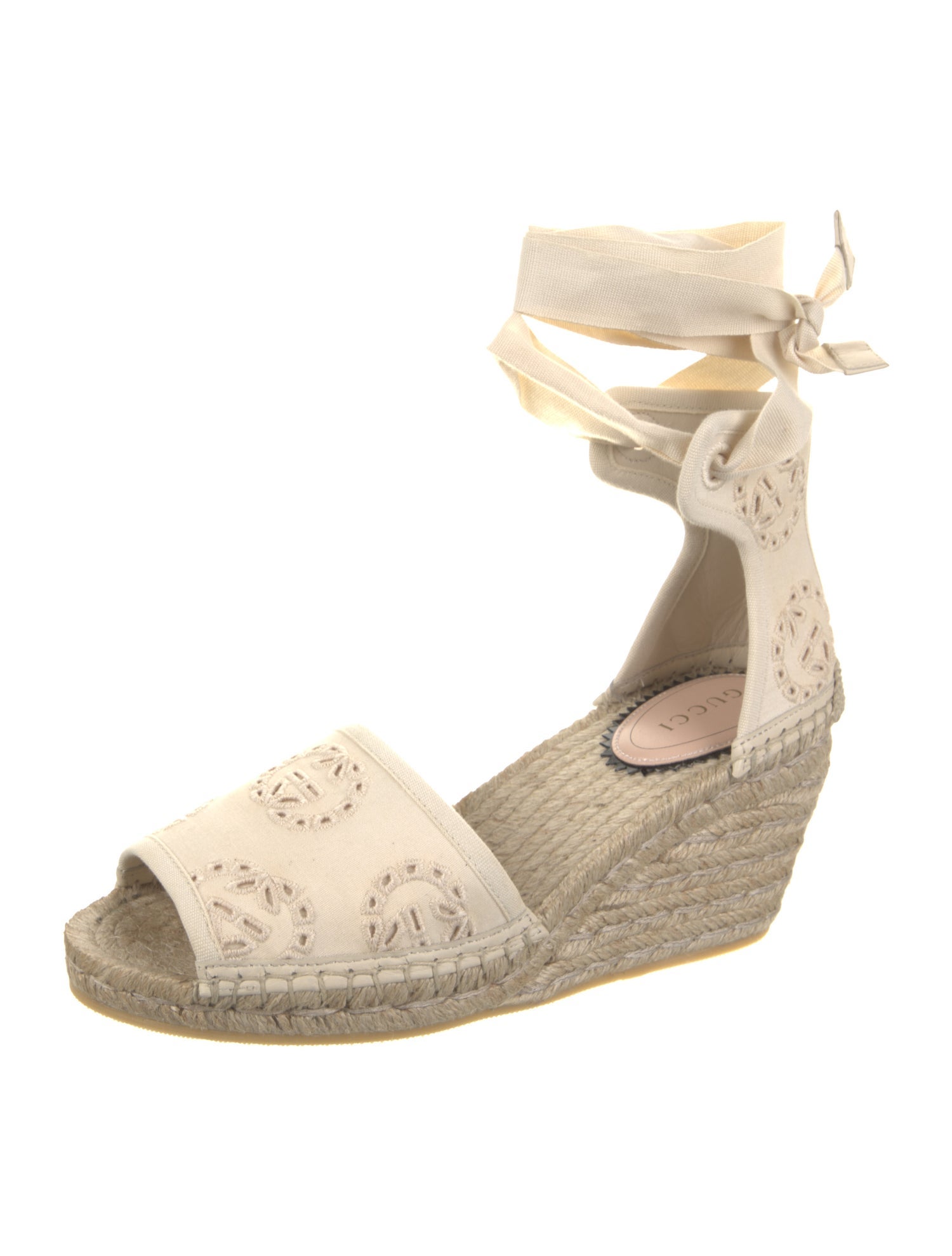 Gucci Canvas Embroidered Accent Espadrilles