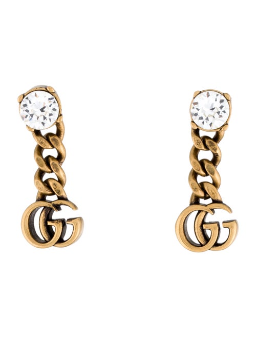 Gucci Crystal Double G Drop Earrings