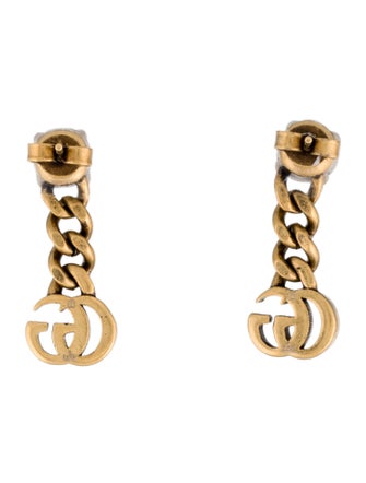 Gucci Crystal Double G Drop Earrings