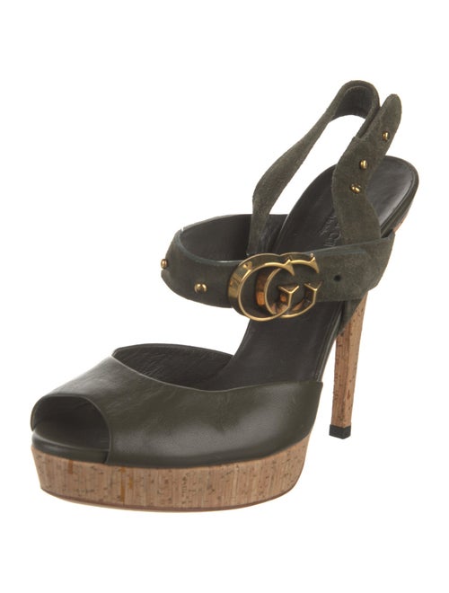 Gucci Leather Colorblock Pattern Slingback Pumps