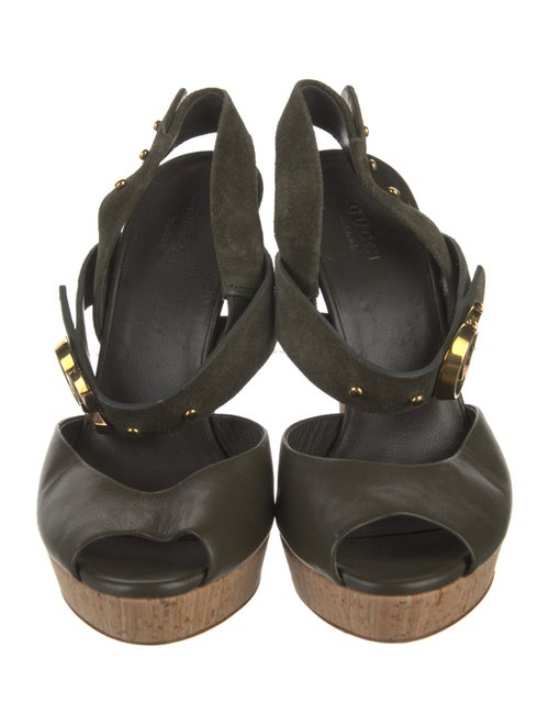 Gucci Leather Colorblock Pattern Slingback Pumps