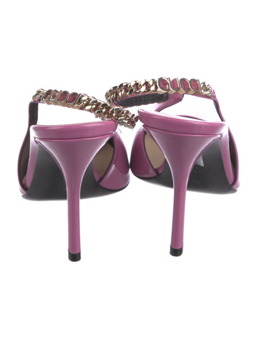 Gucci Patent Leather Chain-Link Accents Slingback Pumps