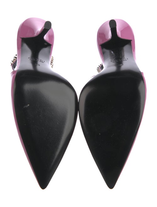 Gucci Patent Leather Chain-Link Accents Slingback Pumps