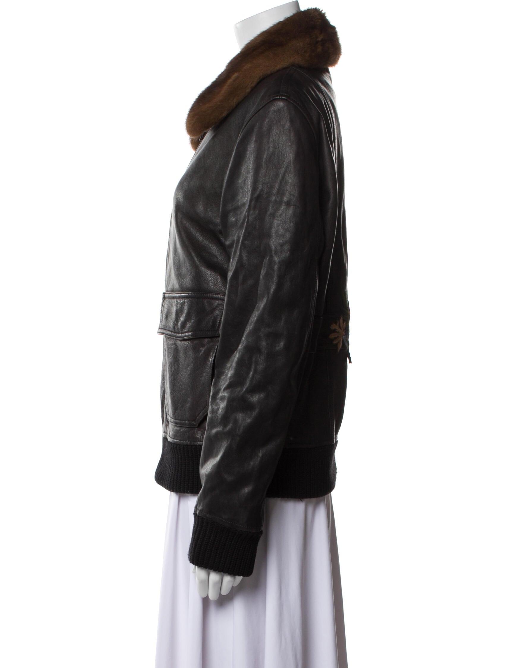 Gucci Fur Trimmed Calf Leather Moto Jacket