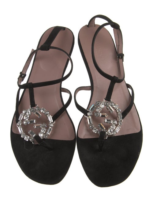 Gucci Interlocking G Logo Suede T-Strap Sandals