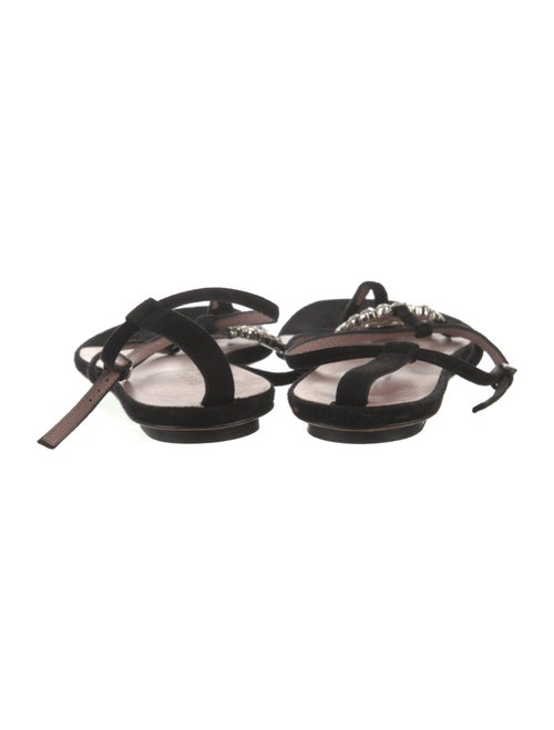 Gucci Interlocking G Logo Suede T-Strap Sandals