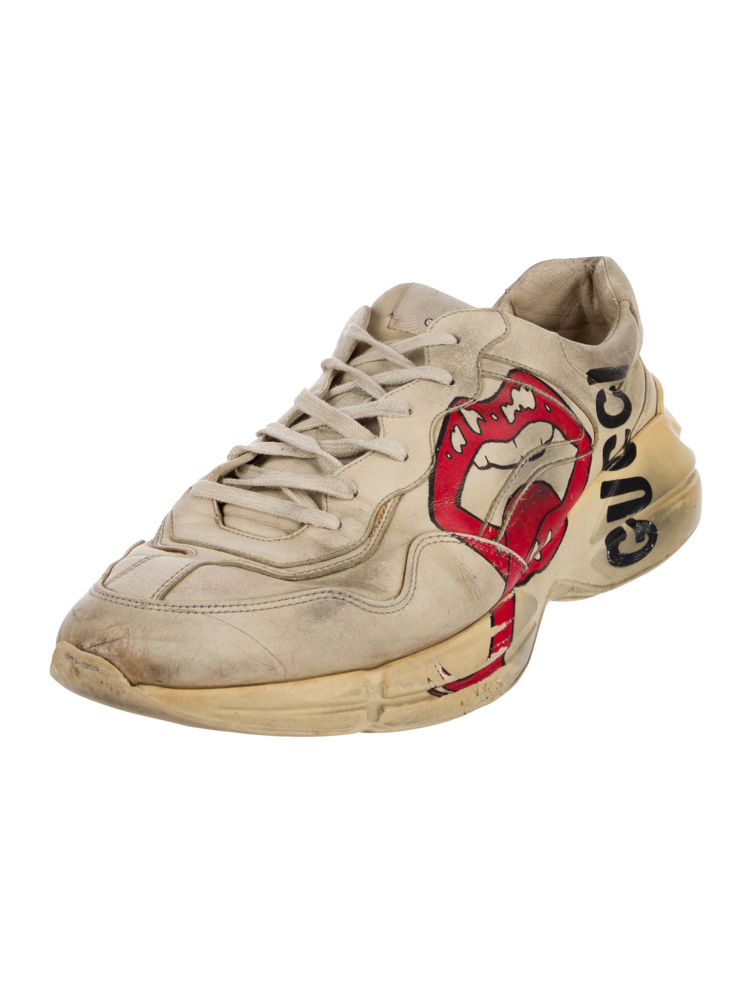 Gucci Leather Graphic Print Sneakers