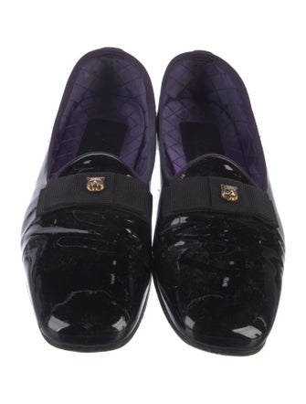 Gucci Patent Leather Bow Accents Loafers