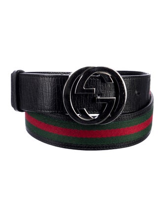 Gucci Web Accent Leather Belt