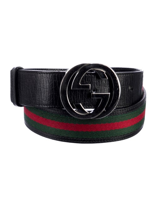 Gucci Web Accent Leather Belt