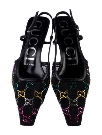 Gucci Monogram Pattern Mesh Slingback Pumps