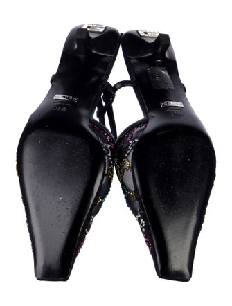 Gucci Monogram Pattern Mesh Slingback Pumps