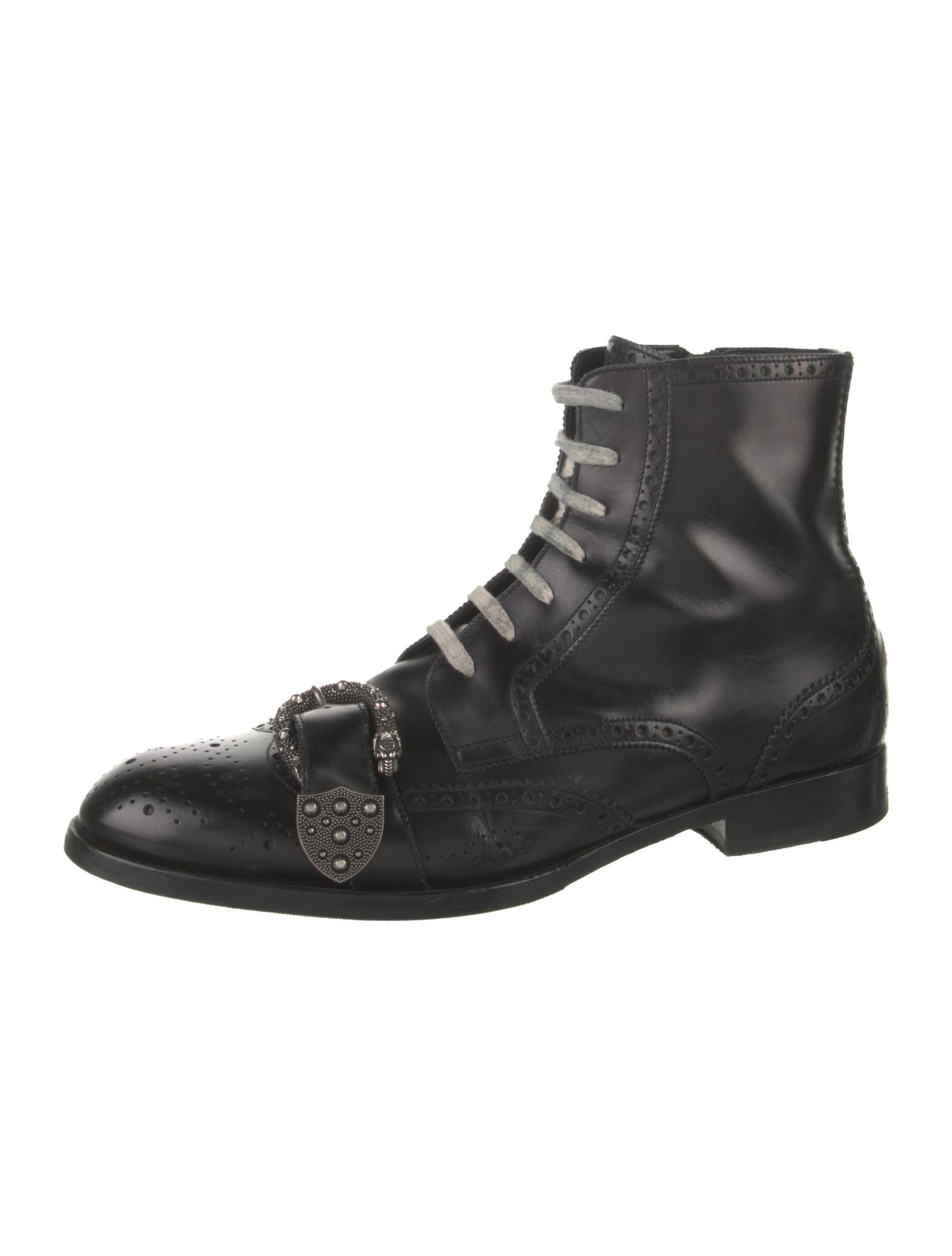 Gucci Bee Accent Leather Lace-Up Boots