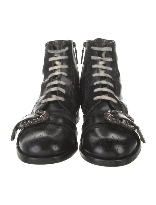 Gucci Bee Accent Leather Lace-Up Boots