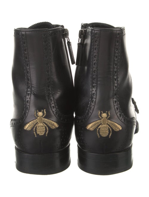 Gucci Bee Accent Leather Lace-Up Boots