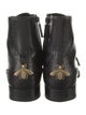 Gucci Bee Accent Leather Lace-Up Boots