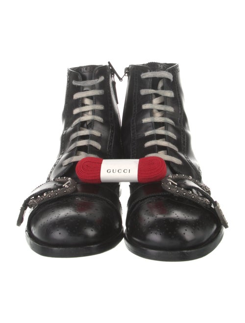 Gucci Bee Accent Leather Lace-Up Boots